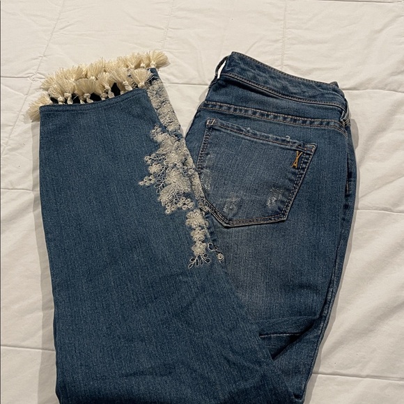 Vintage America Blue Jeans with Cream Lace Trim - Picture 6 of 8